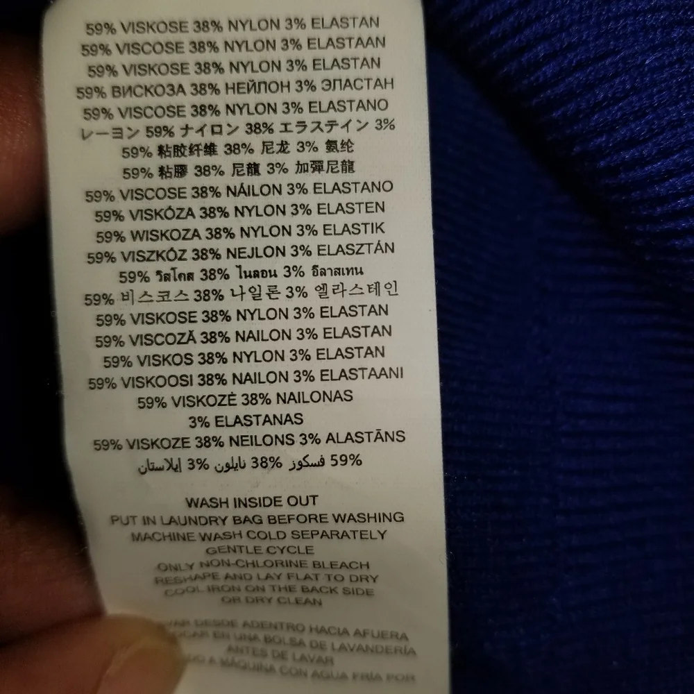 Michael Kors blue long sleeve dress with black MK accents - Picture 4 of 9